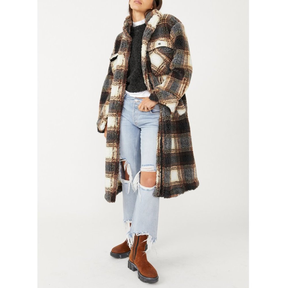 NWT Free People Sloane Maxi Shirt / Plaid Combo